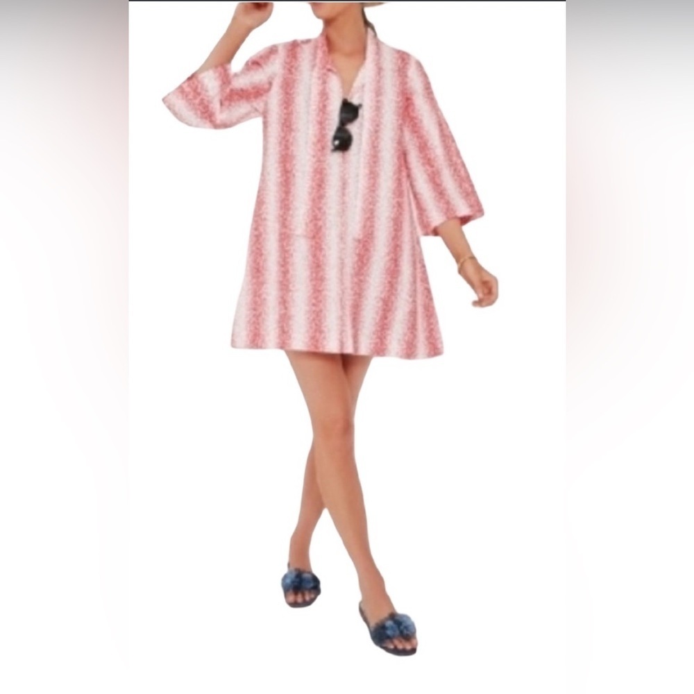 TUCKERNUCK SPECKLED CORAL POPLIN MARSEILLE CAFTAN DRESS – SIZE: XS